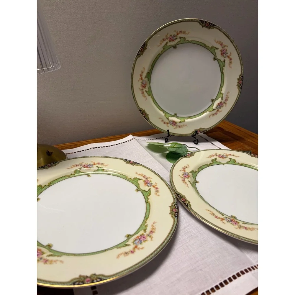 Noritake Floreal Dinner Plates Set of 3 | Vintage Fine China Floral Gold‎ Rim